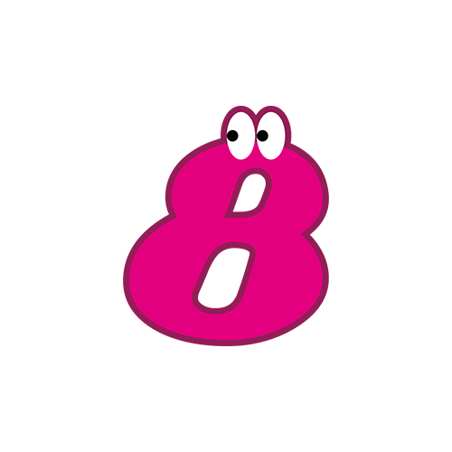 数字に目が付いた文字８のイラスト