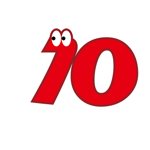 数字に目が付いた文字１０のイラスト