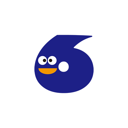数字に顔が付いた文字６のイラスト