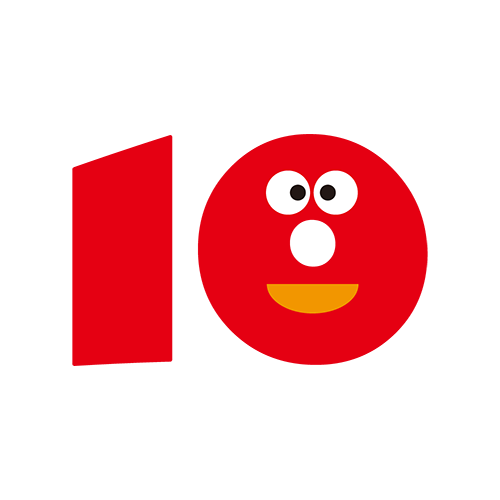 数字に顔が付いた文字１０のイラスト