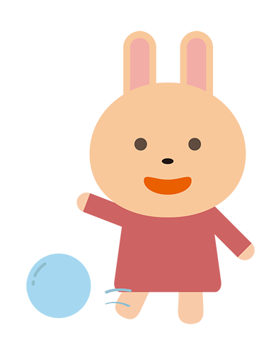 ボールで遊ぶうさぎキャラクターのイラスト