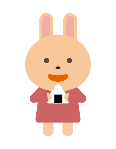 おにぎりを食べるうさぎキャラクターのイラスト