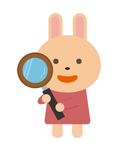 虫眼鏡を持つうさぎキャラクターのイラスト