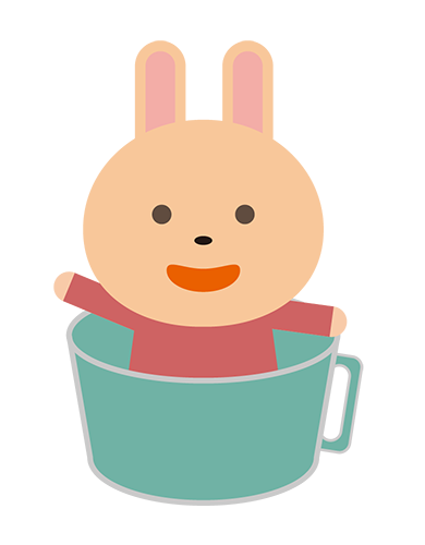 コップの中に入ったうさぎキャラクターのイラスト