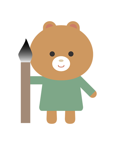筆を持ったくまキャラクターのイラスト