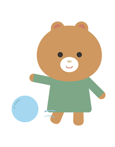 ボールで遊ぶくまキャラクターのイラスト