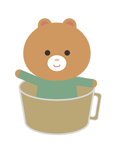 コップの中に入ったくまキャラクターのイラスト