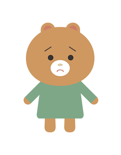 悲しい顔のくまキャラクターのイラスト