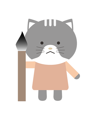 筆を持ったねこキャラクターのイラスト