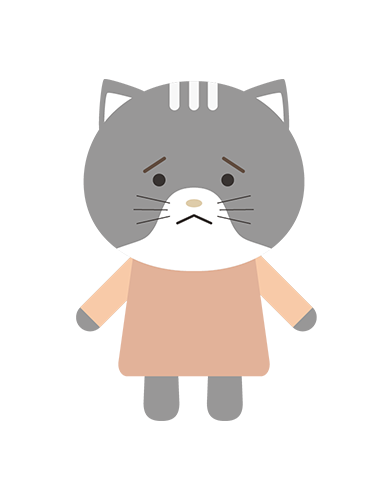 悲しい顔のねこキャラクターのイラスト