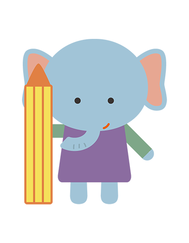 鉛筆を持ったぞうキャラクターのイラスト