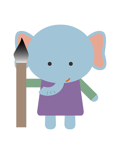 筆を持ったぞうキャラクターのイラスト