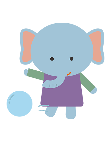 ボールで遊ぶぞうキャラクターのイラスト