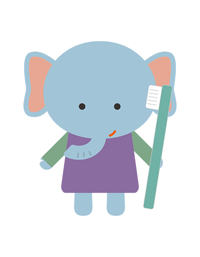 歯ブラシを持つぞうキャラクターのイラスト