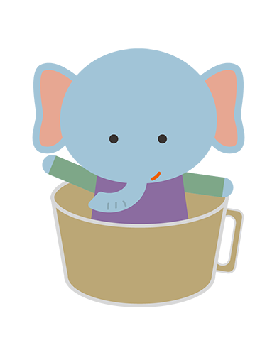 コップの中に入ったぞうキャラクターのイラスト