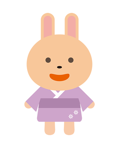 浴衣姿のうさぎキャラクターのイラスト