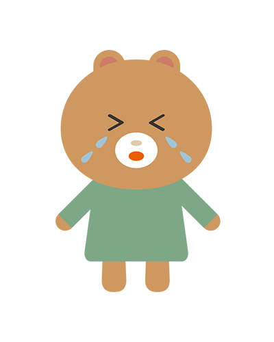 泣いているくまキャラクターのイラスト