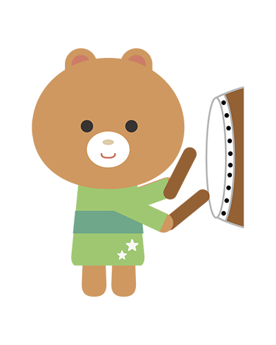 太鼓をたたく浴衣姿のくまキャラクターのイラスト