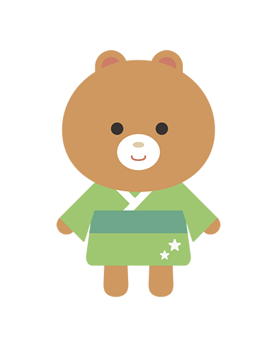 浴衣姿のくまキャラクターのイラスト