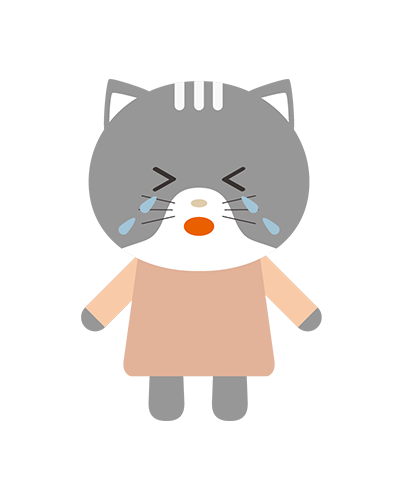 泣いているねこキャラクターのイラスト