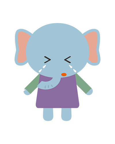 泣いているぞうキャラクターのイラスト