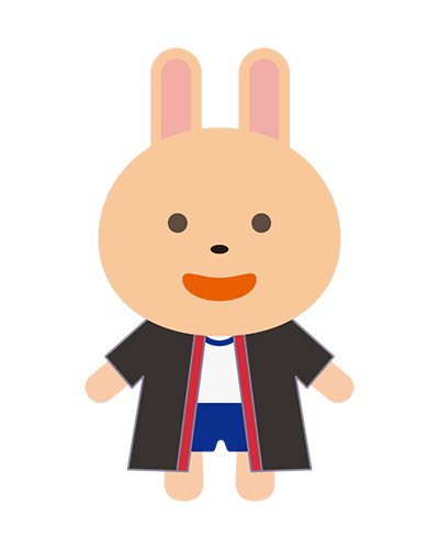 体育祭で応援団をしているうさぎキャラクターのイラスト