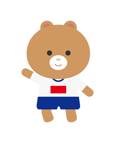 走っている体操服姿のくまキャラクターのイラスト