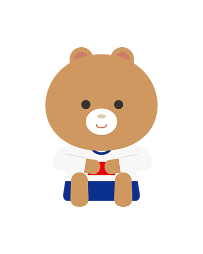 体育座りで待機している体操服姿のくまキャラクターのイラスト
