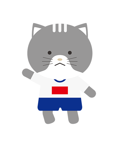 走っている体操服姿のねこキャラクターのイラスト
