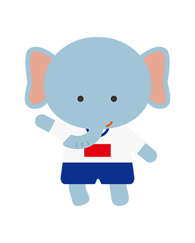 走っている体操服姿のぞうキャラクターのイラスト