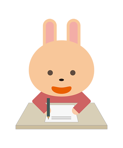 文字を書いているうさぎキャラクターのイラスト