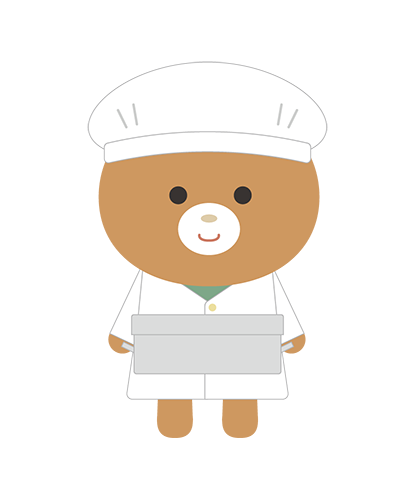 給食当番のくまキャラクターのイラスト