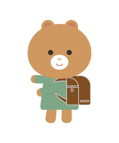 ランドセルを背負ったくまキャラクターのイラスト