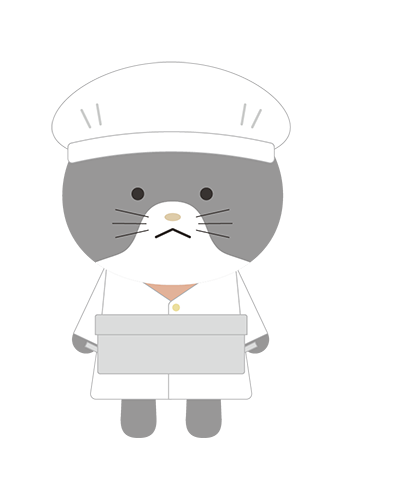 給食当番のねこキャラクターのイラスト
