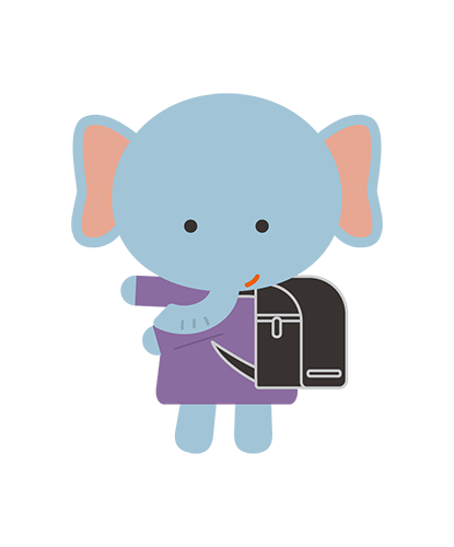 ランドセルを背負ったぞうキャラクターのイラスト